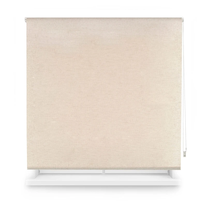 INTERBLIND | Translucent Linen Texture Roller Blind Size 80 x 200 cm Width x Height - Beige Blind Fabric Size 77 x 195 - Linen Blind