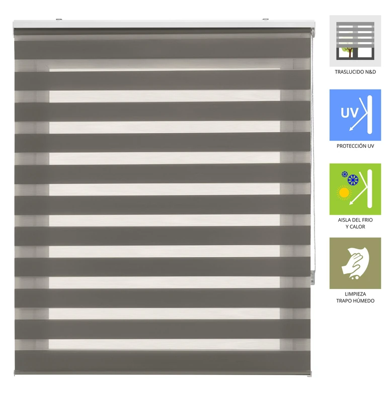 INTERBLIND | Elegant Night and Day Roller Blind Size 120 x 180 cm Width x Height – Easy Installation Blind Fabric Size 117 x 175 cm – Roman Blind Anthracite