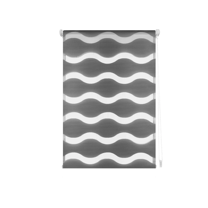 INTERBLIND Night and Day Roller Blind Double Layer Scalloped Size 72x150 Versatile Installation: Hanging, Screw-On Fabric Size 69x145cm