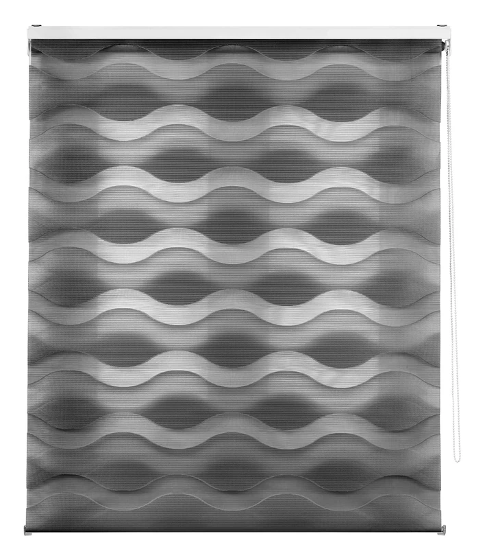 INTERBLIND | Elegant Night and Day Blind Size 160 x 180 cm - Fabric Size 157 x 175 cm - Easy Installation Anthracite