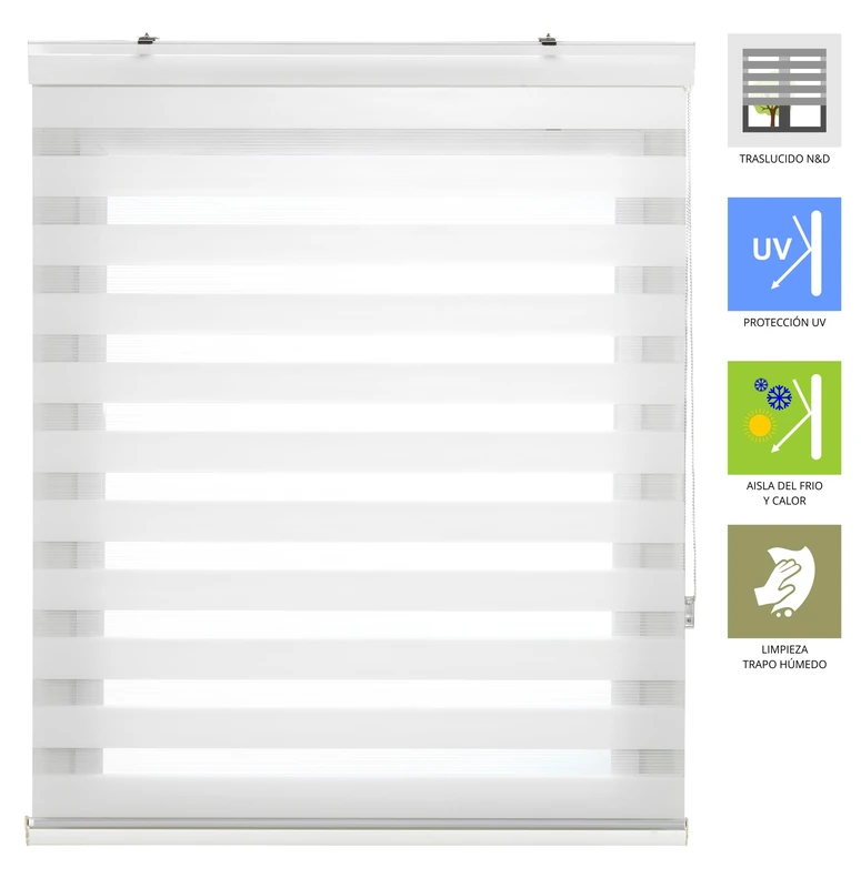 INTERBLIND | Night and Day Premium Roller Blind Size 120 x 180 cm with Gallery - Night and Day Double Fabric Blind Fabric Size 117 x 175 cm