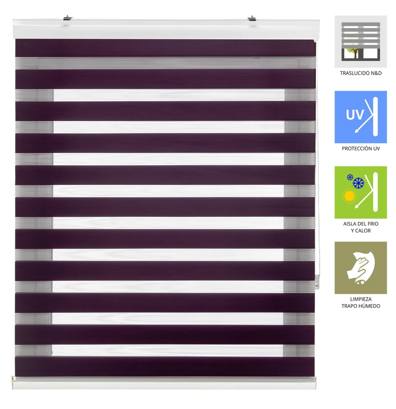 INTERBLIND | Night and Day Premium Roller Blind Size 140 x 180 cm with Gallery - Night and Day Double Fabric Blind Fabric Size 137 x 175 cm - Image 1
