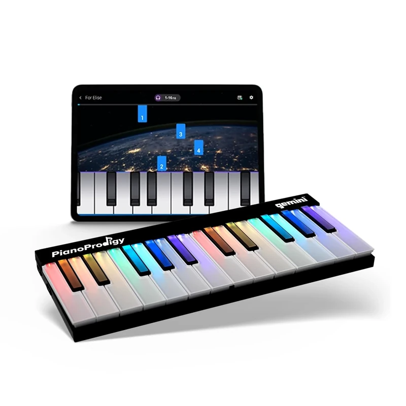Gemini Sound PianoProdigy 24-Key Light-Up Bluetooth Keyboard – Portable & Expandable Piano for Aspiring Musicians – Wireless MIDI Controller for iOS/Android Devices (Requires App)