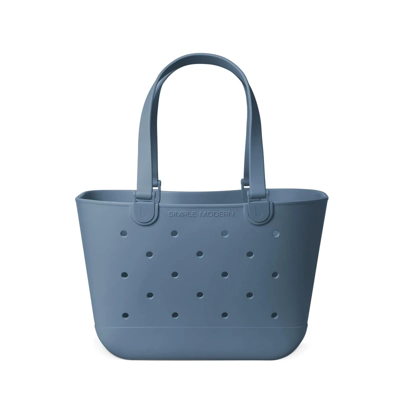 Simple Modern Beach Bag Rubber Tote | Waterproof Large Tote Bag with Zipper Pocket for Beach, Pool Boat, Groceries, Sports | Getaway Bag Collection | Blue Dune | Large