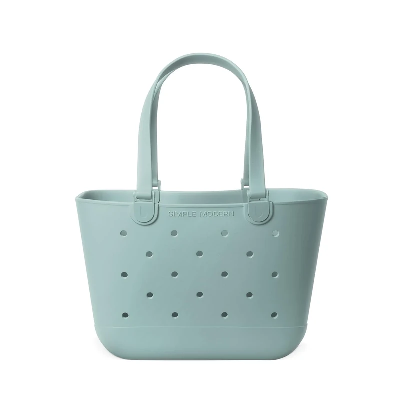 Simple Modern Beach Bag Rubber Tote | Waterproof Large Tote Bag with Zipper Pocket for Beach, Pool Boat, Groceries, Sports | Getaway Bag Collection | Sea Glass Sage | Large