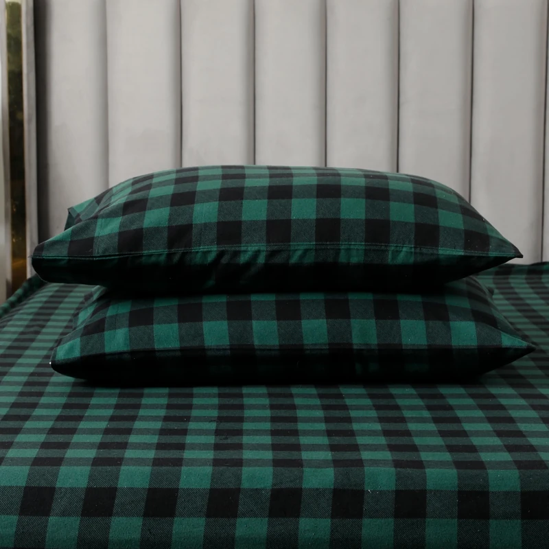 Elegant Comfort Ultra Soft 4-Piece 100% Turkish Cotton Flannel Sheet Set - Buffalo Check Plaid Flannel Sheets, Warm and Cozy Anti-Pill Premium Quality, Deep Pocket Fitted Sheet- Full, Green