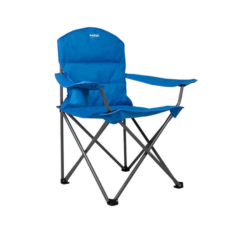 Vango Goliath X-Large Padded Camping Chair for Adults [Amazon Exclusive], Extra Wide Seat with Insulated Drinks Holder, Folding Garden Chair for Outdoors, Fishing, Beach, Blue