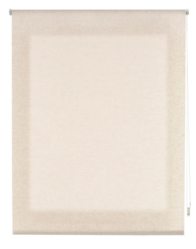 INTERBLIND | Linen Texture Translucent Roller Blind Size 160 x 200 cm Width x Height - Beige Blind Fabric Size 157 x 195 - Linen Blind