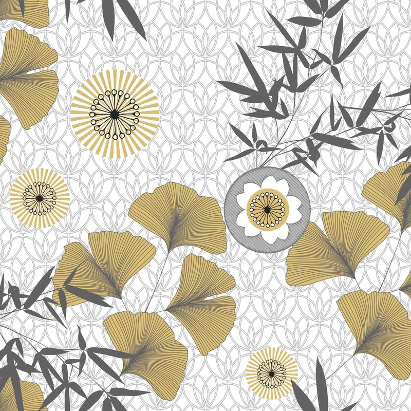 Douceur d'Intérieur Roll of PVC Tablecloth (1.4m x 20m) PVC Metallic Printed Japonica White