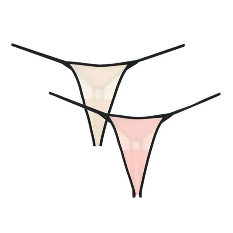 HUANGJB Underwear Women G-Shaped Pants Thong Women Thin Belt T-Back Underwear Seamless Bikini Brief Plus Size-Khaki Pi-S