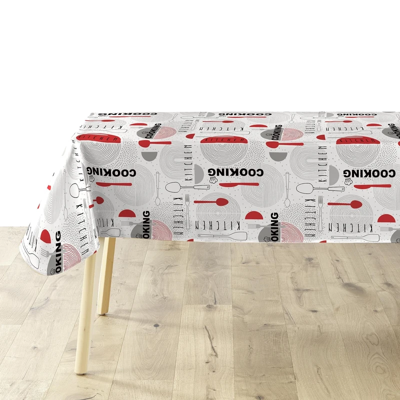 Douceur d'Intérieur PVC Tablecloth Roll (1.4 m x 20 m) PVC Printed Cooking Red