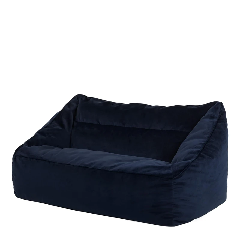 icon Cecilia Velvet Bean Bag Sofa, Midnight Blue, 2 Seater Boneless Sofa, Large Adult Bean Bag with Filling Included, Living Room, Living Room Furniture