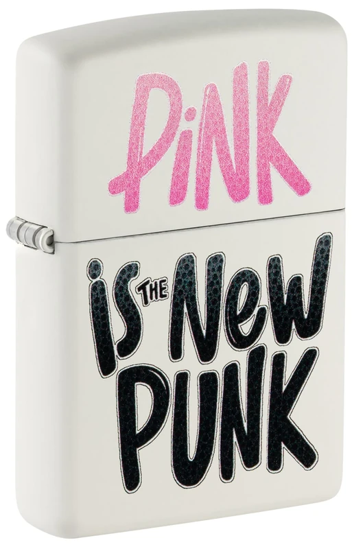 Zippo Windproof Lighter - Model Punk Pink - White Matte Finish with Colour Image - Refillable - Reusable - Windproof Design - Gift Box - Metal - Made in USA
