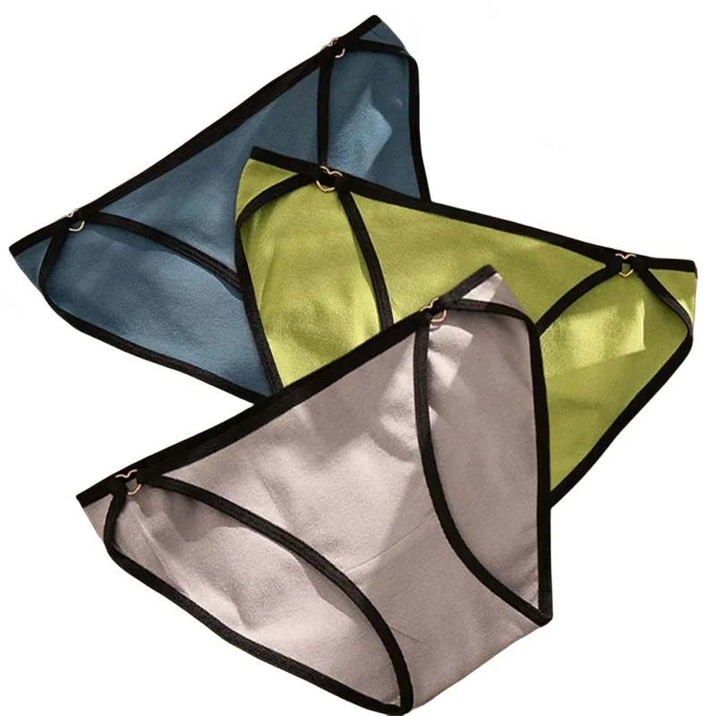 HUANGJB Underwear Women 3 Pcs Cotton Women'S Underwear T-Shaped Briefs Seamless Low Waist Triangle Panties-C-M-3Pcs