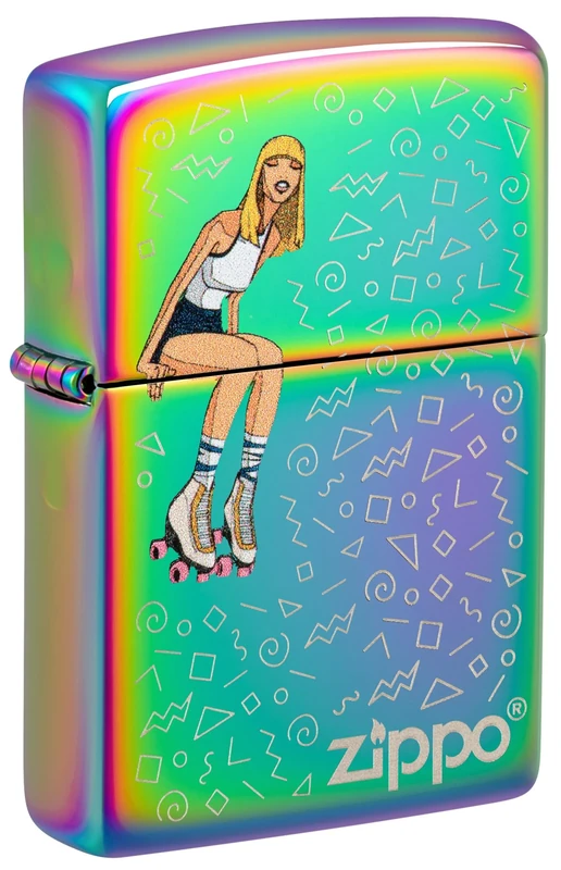 Zippo Windproof Lighter - Roller Skate Girl - Multi-Colour Finish, Laser Engraving - Refillable - Reusable - Windproof Design - Gift Box - Made in USA