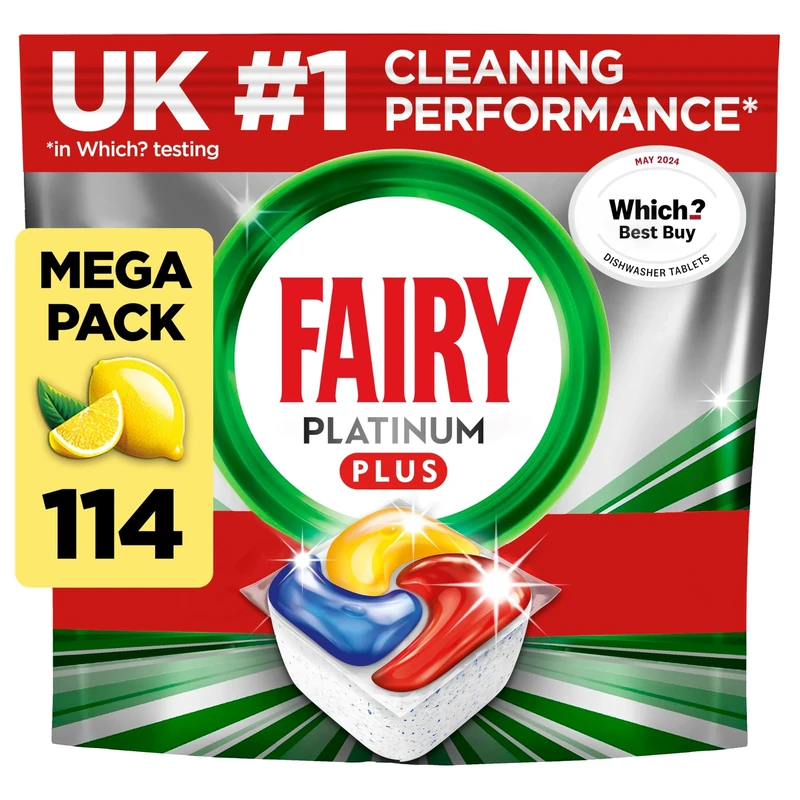 Fairy Platinum+ Complete Dishwasher Tablets 114ct, Dishwasher Tablets Bulk