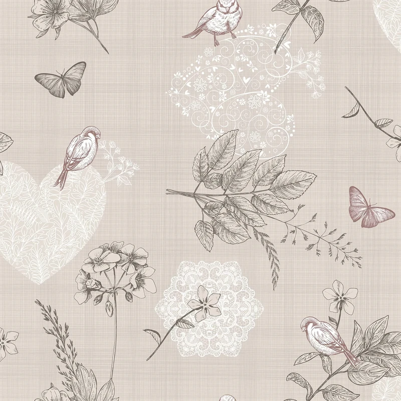 Douceur d'Intérieur Roll of PVC Tablecloth (1.4 m x 20 m) PVC Printed Floraline Natural