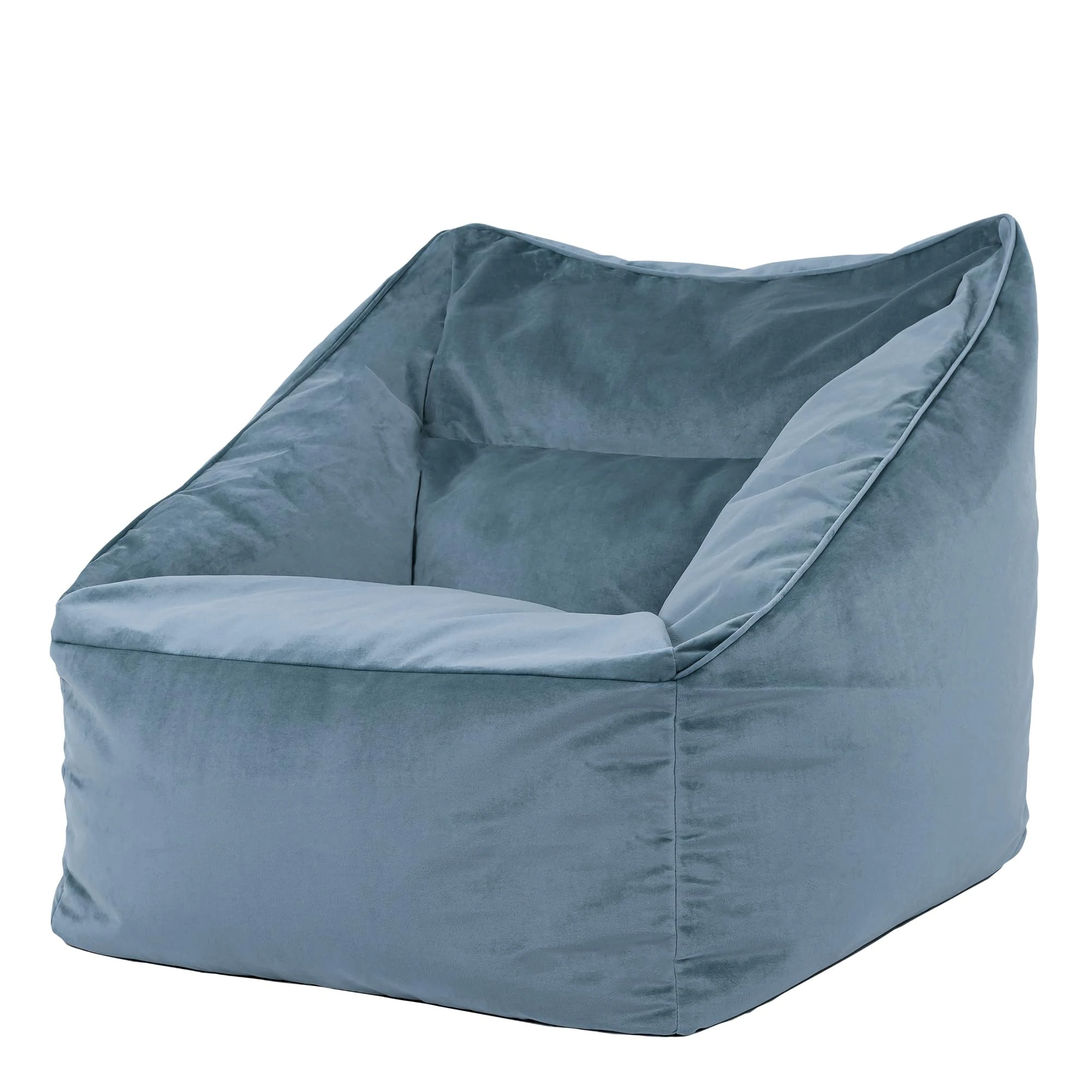 icon Natalia Velvet Bean Bag Chair, Mineral Blue, Large Adult Bean Bag with Filling Included, Accent Chair, Armchair, Living Room Furniture, Bedroom Furniture