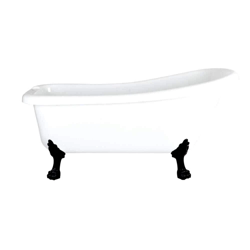 Milano Legend White 1710mm x 740mm Freestanding Slipper Bath Black Claw Feet
