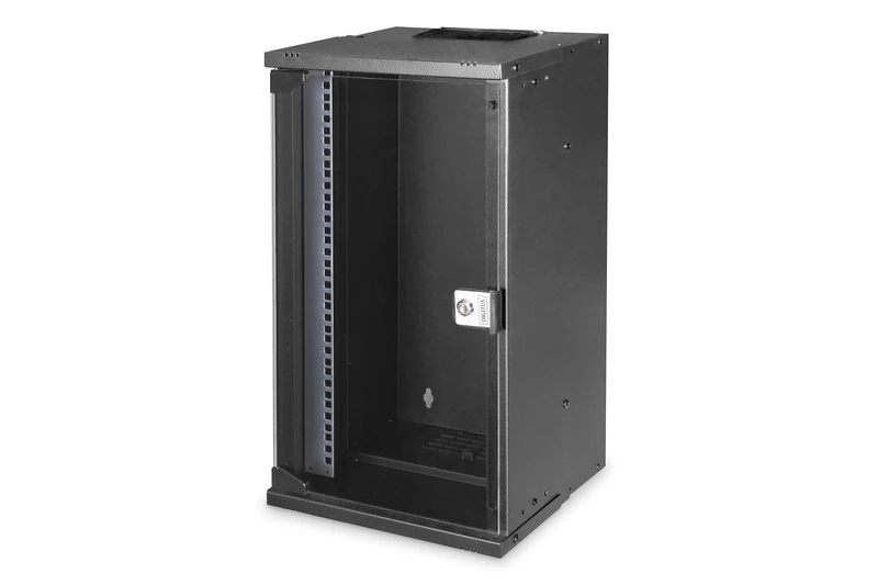 DIGITUS Network Cabinet 10-Inch -12U - Wall Mounting - Unmounted - H x W x D 591 x 316 x 298 mm - Load Capacity 30 kg - Usable Depth 254 mm - IP20 Protection Class - Black