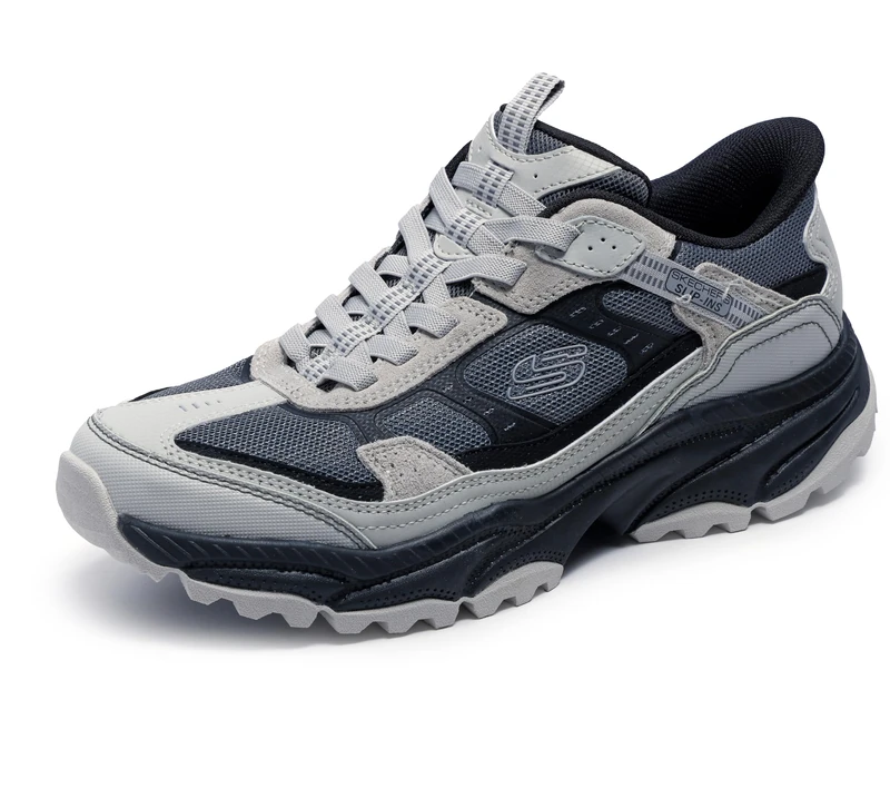 Skechers Men's Vigor at Sneaker, Gray Suede/Synthetic/Black Trim, 11 UK