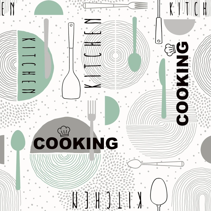 Douceur d'Intérieur Roll of PVC Tablecloth (1.4m x 20m) PVC Cooking Sage Print