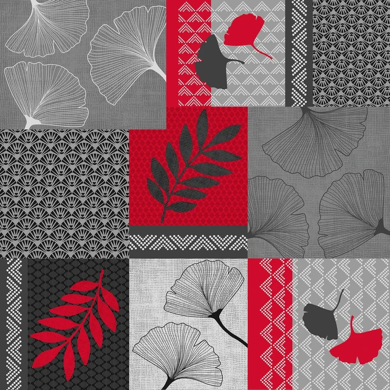 Douceur d'Intérieur PVC Tablecloth Roll (1.4m x 20m) PVC Printed Jasmine Red