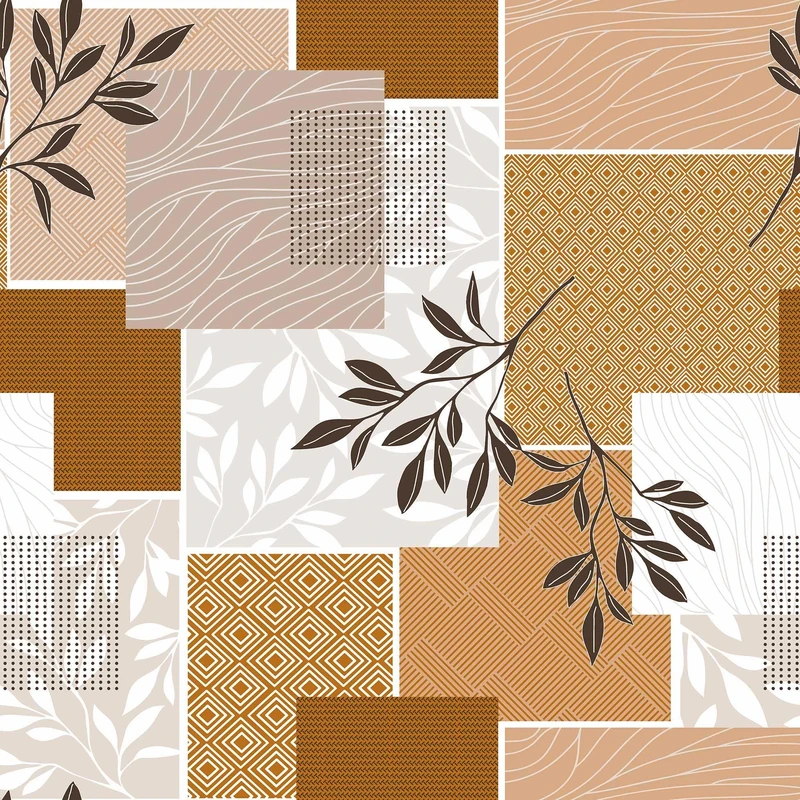 Douceur d'Intérieur Roll of PVC Tablecloth (1.4 m x 20 m) Camille Print Camel