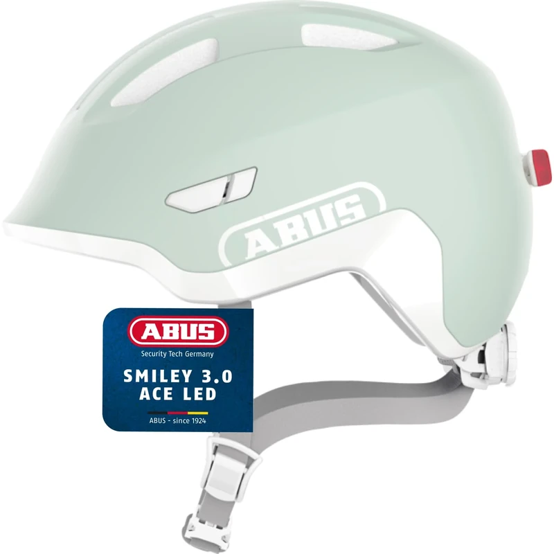 ABUS children's helmet Smiley 3.0 ACE LED - bike helmet with light - deep fit & space for a pigtail - for girls and boys