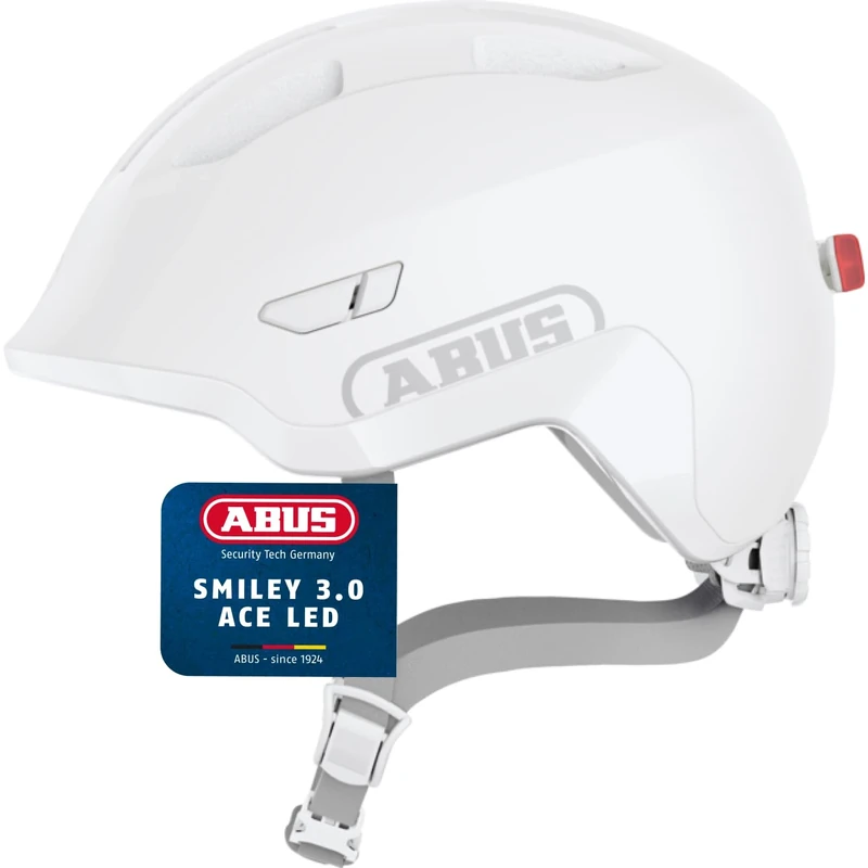 ABUS children's helmet Smiley 3.0 ACE LED - bike helmet with light - deep fit & space for a pigtail - for girls and boys