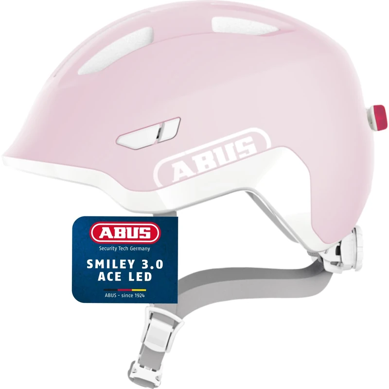 ABUS children's helmet Smiley 3.0 ACE LED - bike helmet with light - deep fit & space for a pigtail - for girls and boys