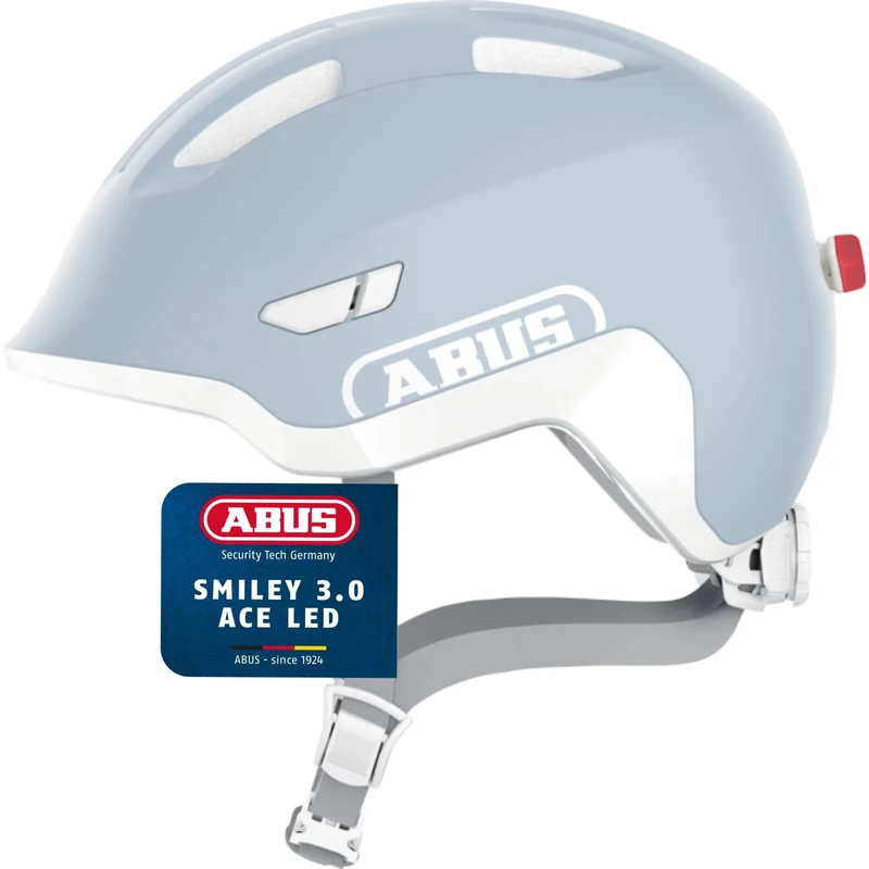 ABUS children's helmet Smiley 3.0 ACE LED - bike helmet with light - deep fit & space for a pigtail - for girls and boys