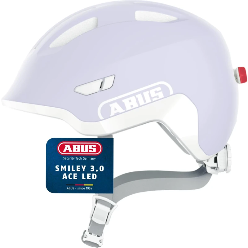ABUS children's helmet Smiley 3.0 ACE LED - bike helmet with light - deep fit & space for a pigtail - for girls and boys