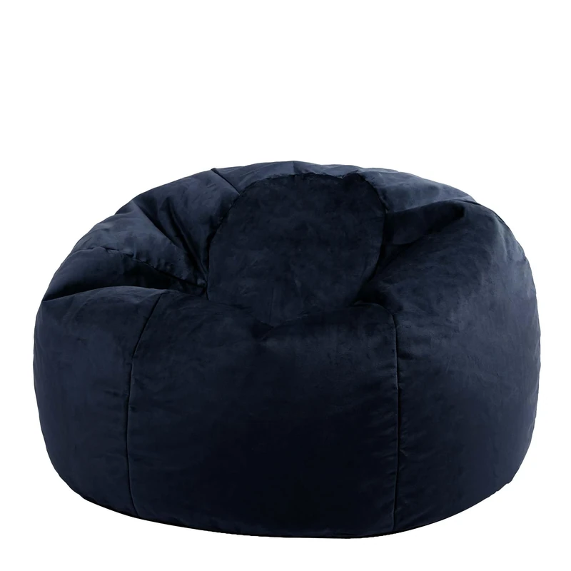 icon Kingston Velvet Bean Bag, Midnight Blue, Large Adult Bean Bag Chair with Filling Included, Accent Chair, Living Room, Living Room Furniture, Bedroom Furniture
