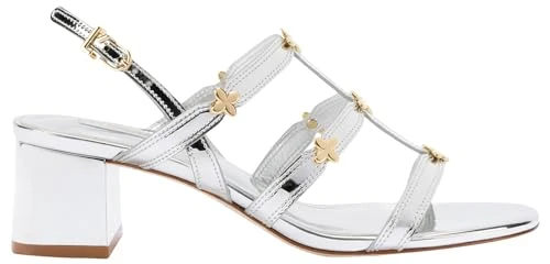 Larroudé, Harmony Block Sandal, 3.5, Silver