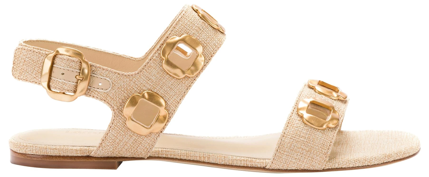 Larroudé, Milan Flat Sandal, 6.0, Beige
