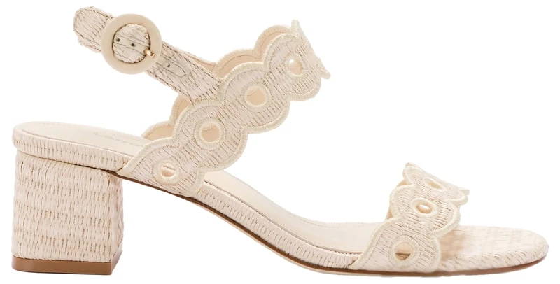 Larroudé, Florence Broderie Sandal, 4.0, Natural