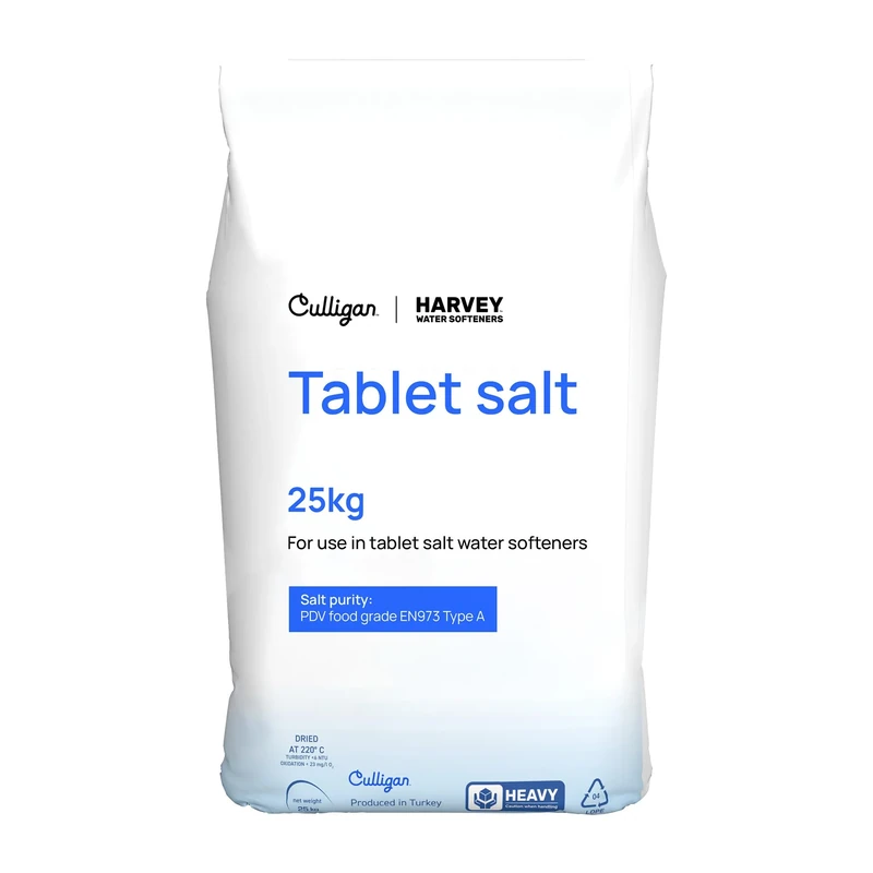 Harvey 25kg Tablet Salt for Water Softeners by Culligan Water | Original Pure Grade A/PDV Food Quality Salt | Premium and Effective Solution for Superior Softening Performance (5 x 25KG Bags)