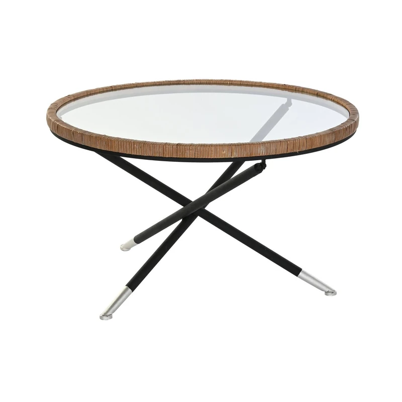 Side Table Metal Glass 80X80X48 Black