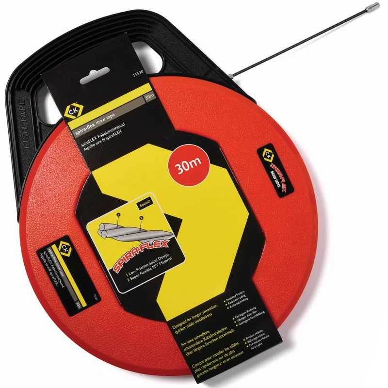 C.K Spira-Flex Draw Tape | 30 m | Quick & gentle installation | Stable PET material flexibility | MightyRods compatible | Practical handling | T5530, Red