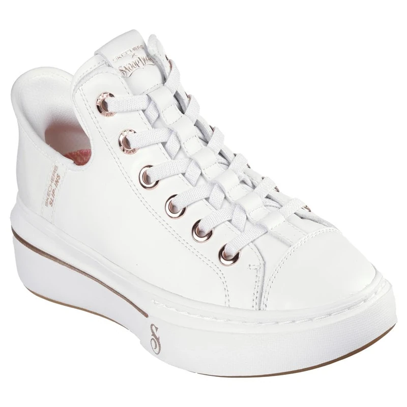 Skechers Women's Snoop One Og Leather Slip-On Sneakers, White Leather/Mesh/Rose Gold Trim, 9 UK