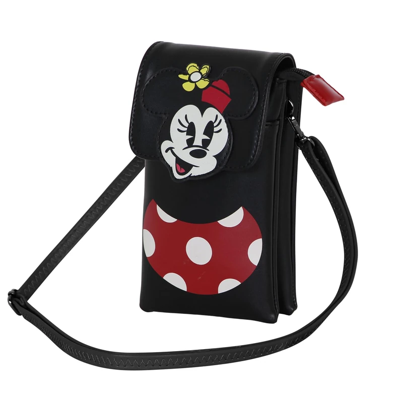 Disney Minnie Mouse Face-Mobile Phone Bag, Black, 12 x 20 cm