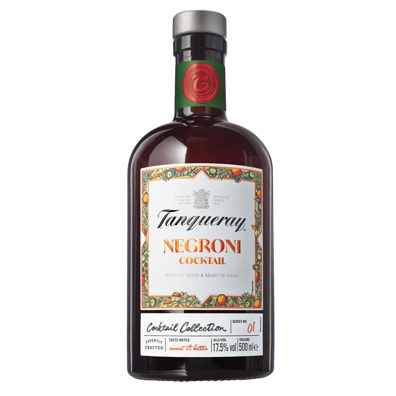 Tanqueray London Dry Gin | Negroni Cocktail │ 17.5% vol │ 50cl │ Fruity Orange & Bitter Flavours │ Bar Quality Cocktails │ Perfect for Hosting │ Ready to Serve