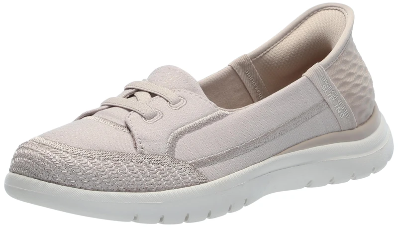 Skechers Women's Slip-ins: On-The-go Flex-Top Notch Boat Shoe, Taupe, 6 UK