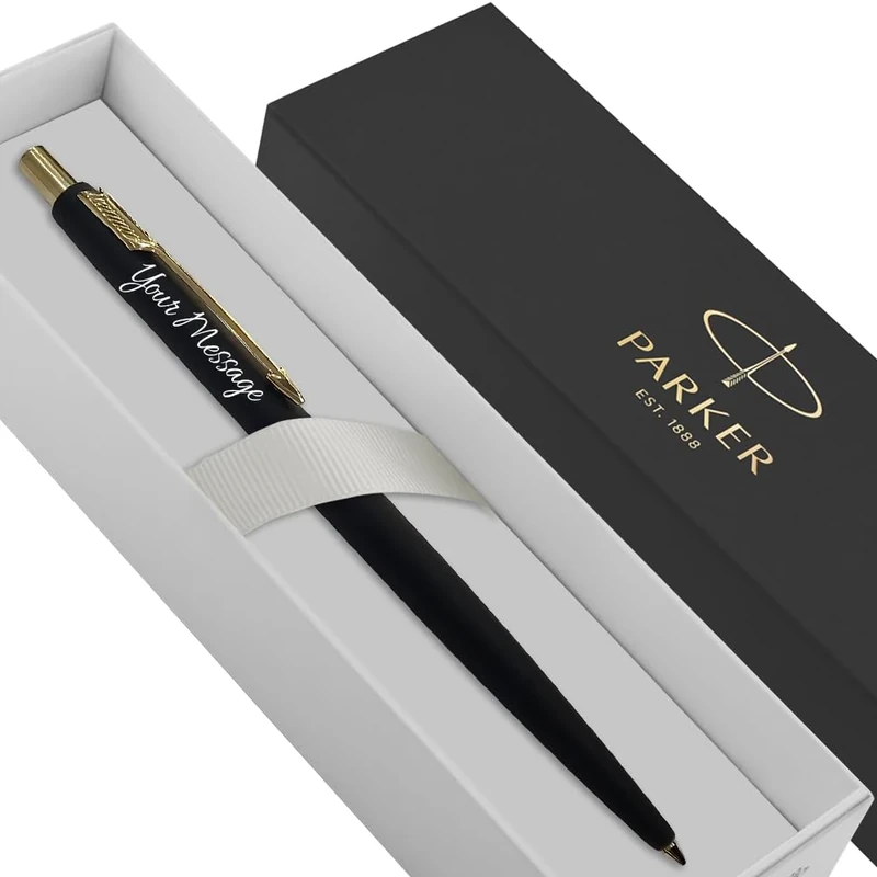 Parker Classic Slimline Ballpoint Personalised Pen In Classy Gift Box Ideal Valentine's day, Birthday or Fathers Day Gift Perfect Men & Women Engraved Parker Pen (Matte Black & Gold)