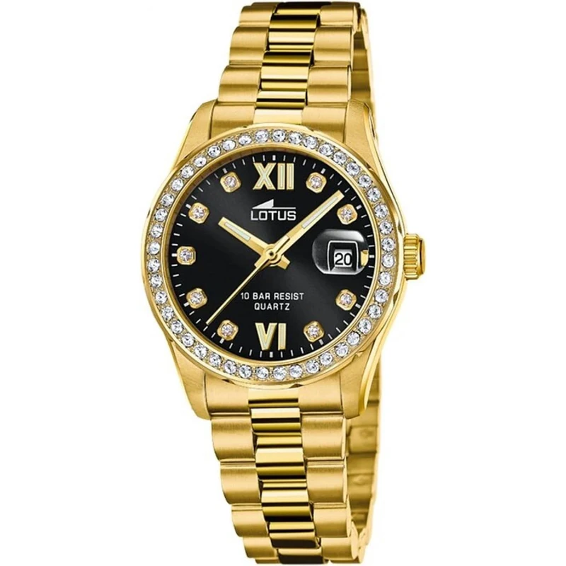 Lotus 18979/2 Ladies Gold PVD-Plated Steel Watch with Bracelet and Zirconia Sets