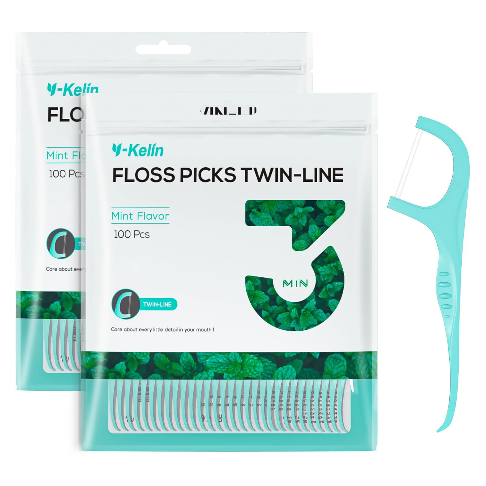 Y-Kelin Twin-Line Dental Floss-200 Pcs Dental Floss Toothpick, Teeth Stick,Tooth Picks,Floss Picks,Teeth Cleaning