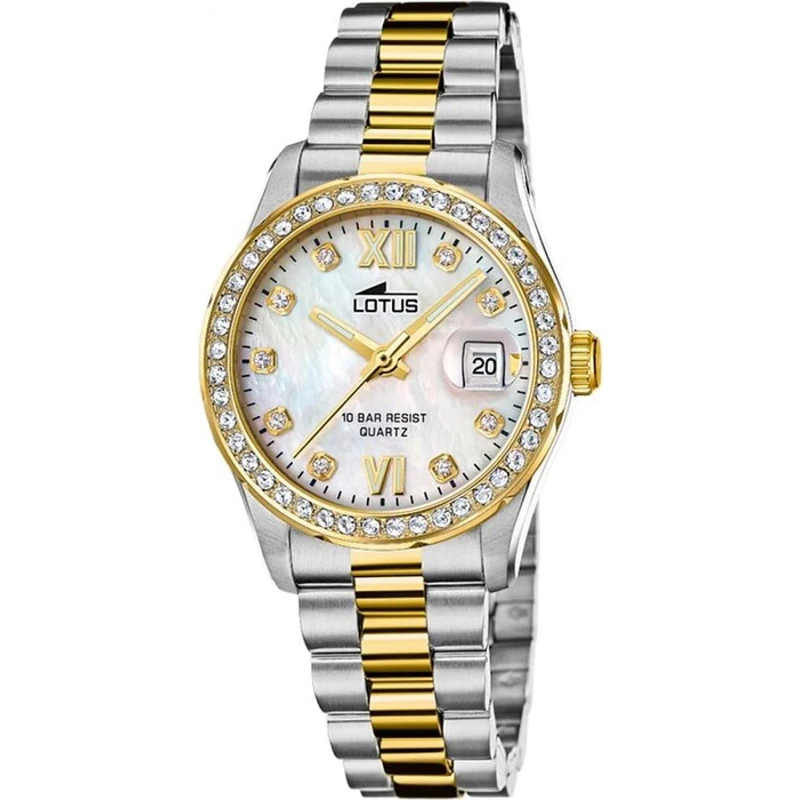 Lotus Ladies Gold PVD-Plated Steel Watch with Bracelet and Zirconia Sets 18978/1