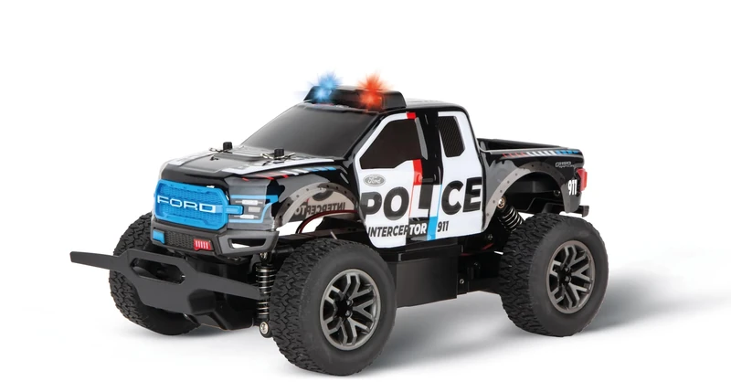 Carrera - 370182024 - Ford F-150 Raptor Police I 2.4GHz I Original Licence I LED Police Light I High Speed up to 25 km/h I Digitally Proportional Driving & Steering I Full Suspension Vehicle