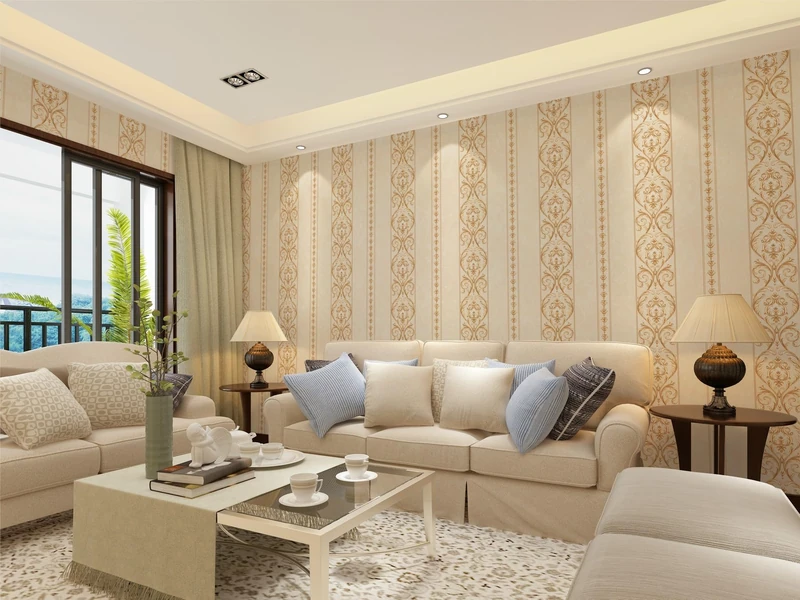BUVU Vinyl Wallpaper 0.53 x 10 m Washable Wallpaper with Castle Motif
